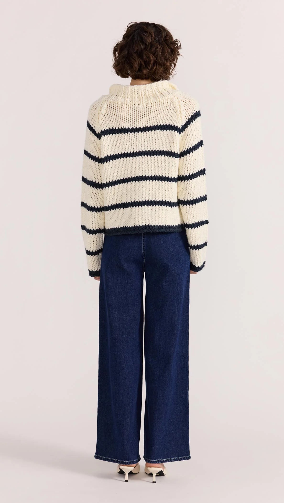 STAPLE THE LABEL Frankie Stripe Jumper - Cream/Navy