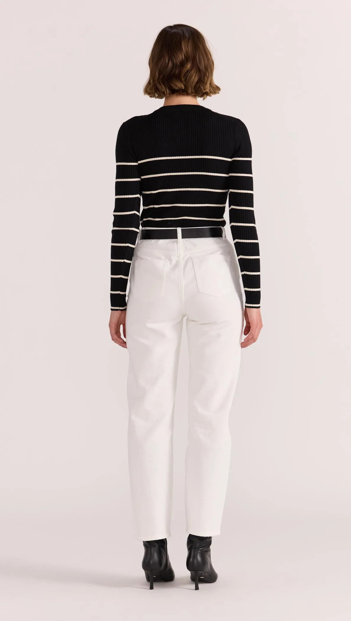 STAPLE THE LABEL Freya Stripe Knit Top - Black / White