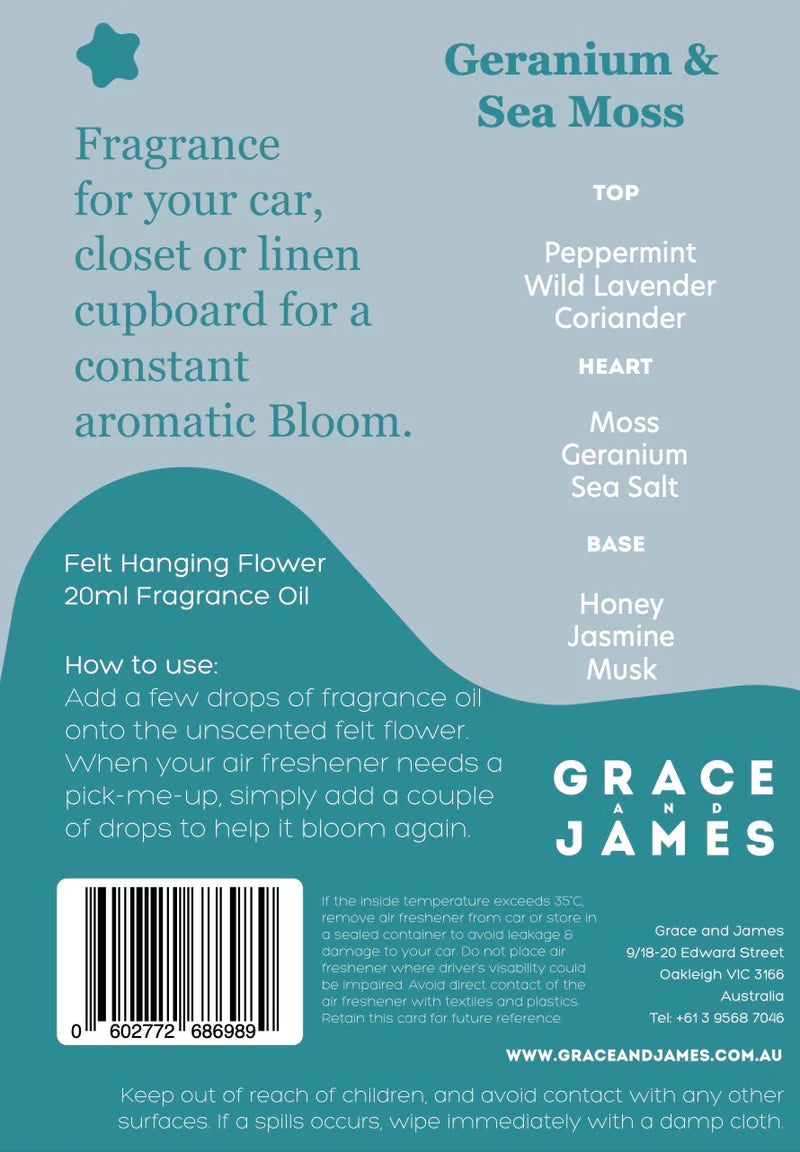 BLOOM Felt Air Freshner Set - Geranium & Sea Moss