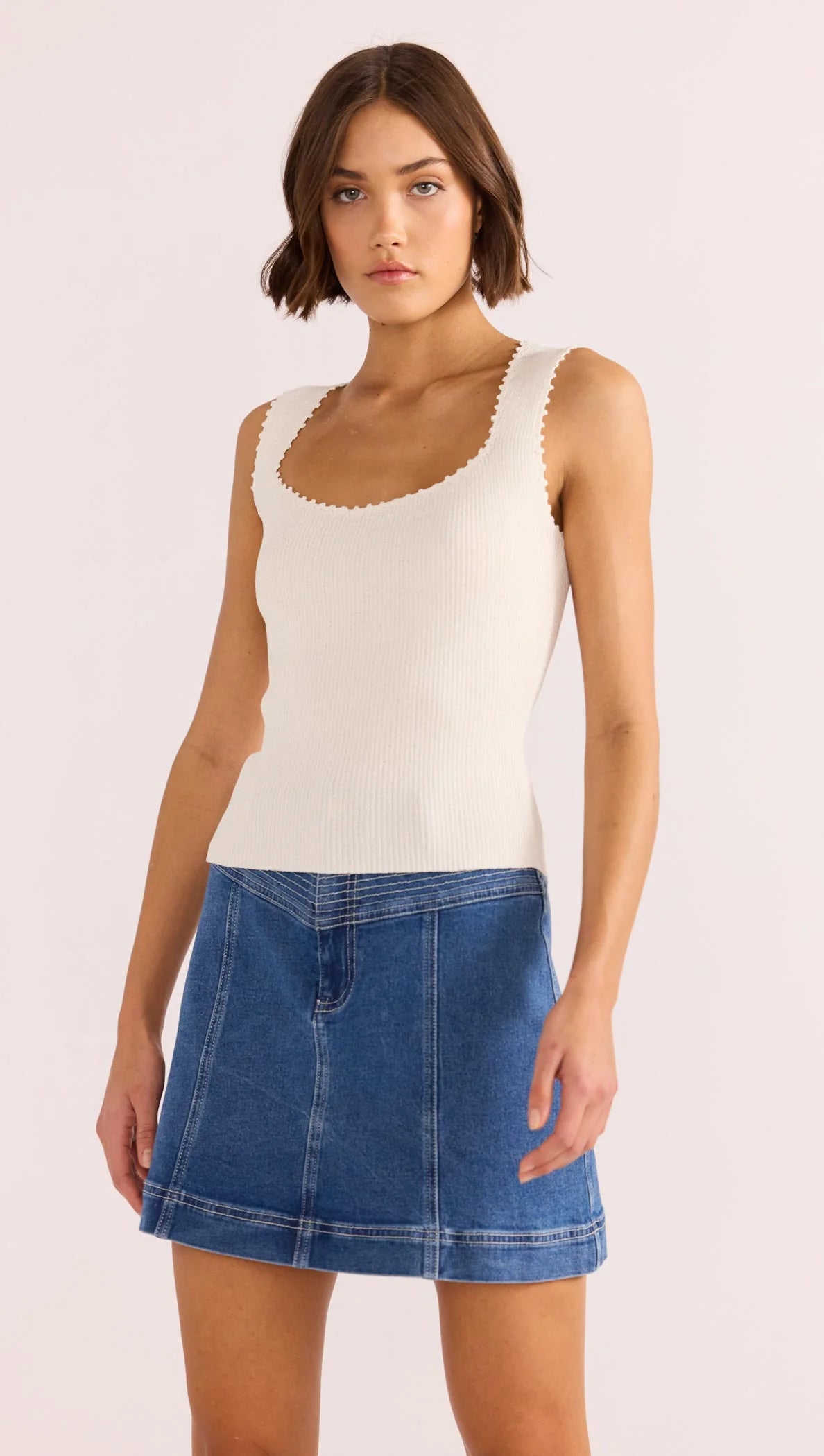 MINKPINK Isla Boucle Knit Tank - Ivory
