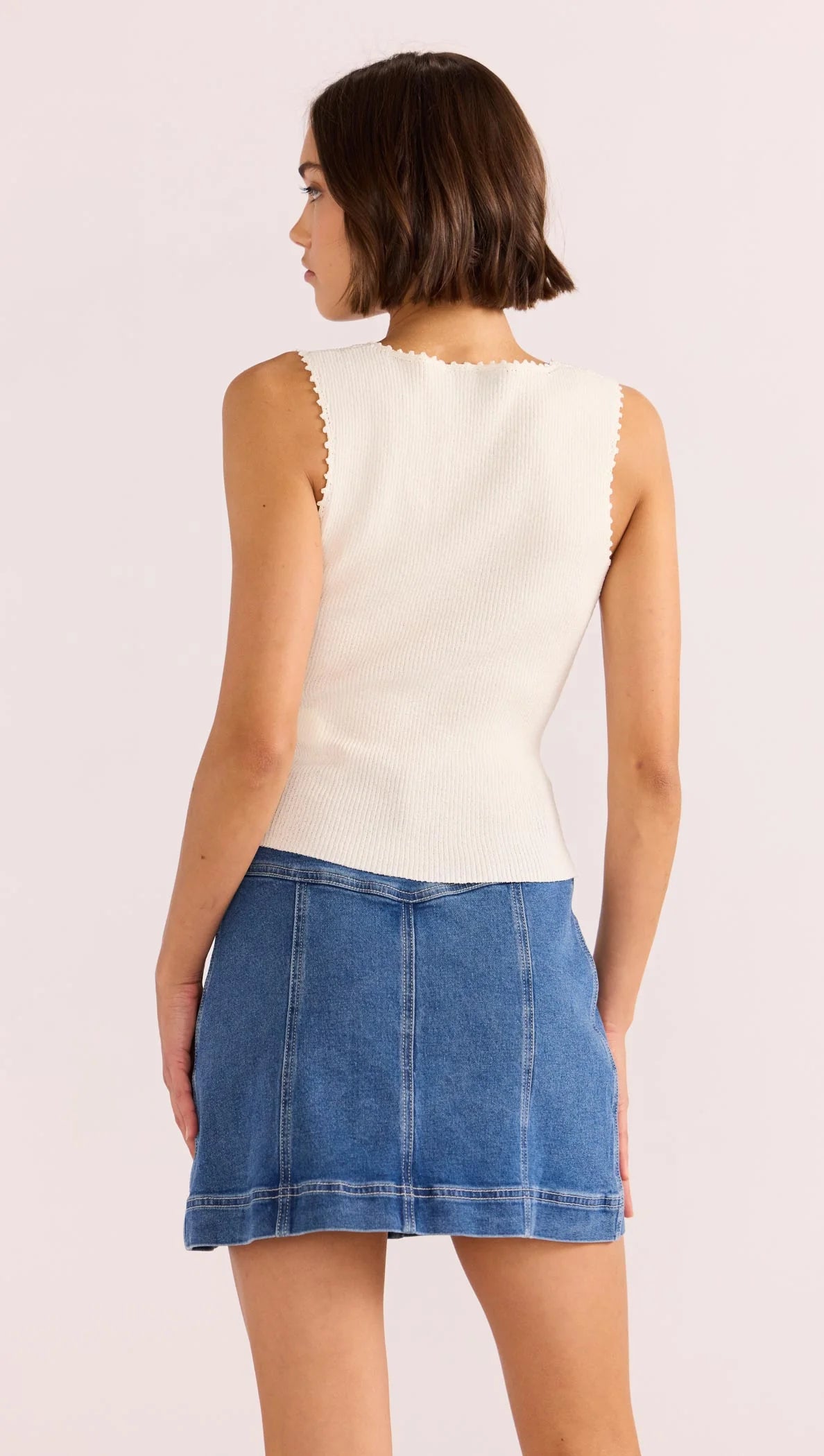 MINKPINK Isla Boucle Knit Tank - Ivory