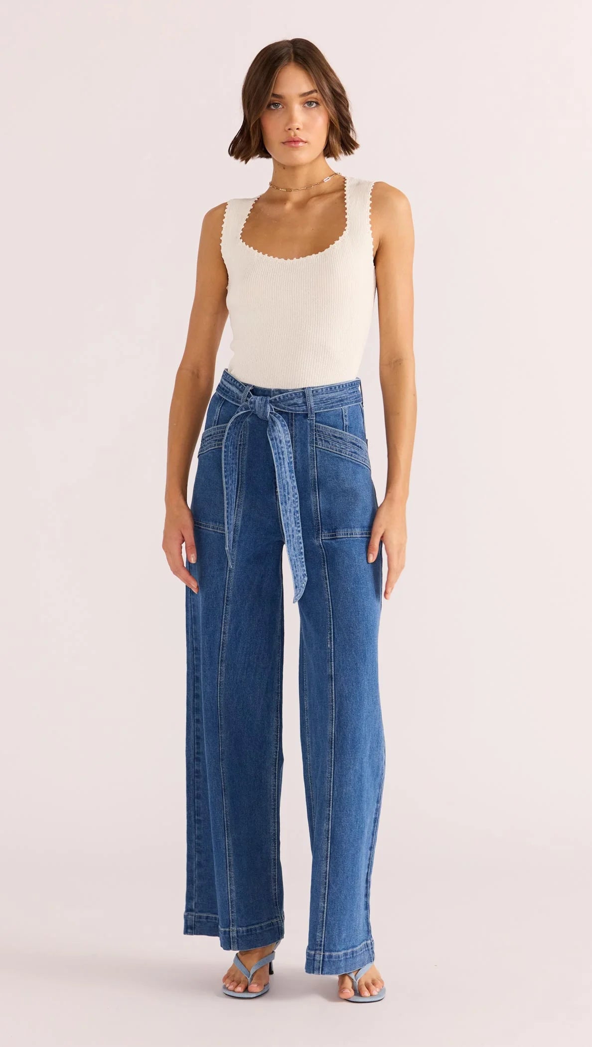 MINKPINK Isla Boucle Knit Tank - Ivory