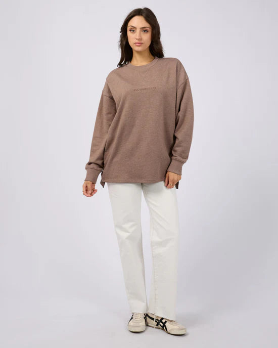 ALL ABOUT EVE WASHED RELAXED CREW - Choc Marle