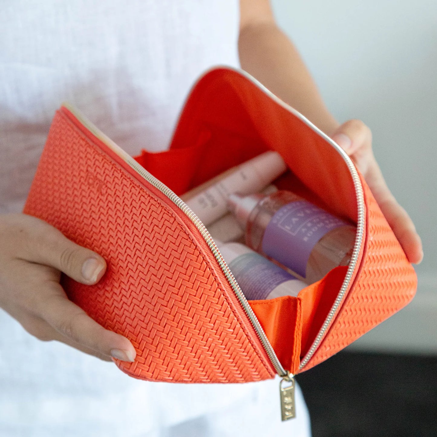 TONIC Herringbone Beauty Bag Large Tangerine