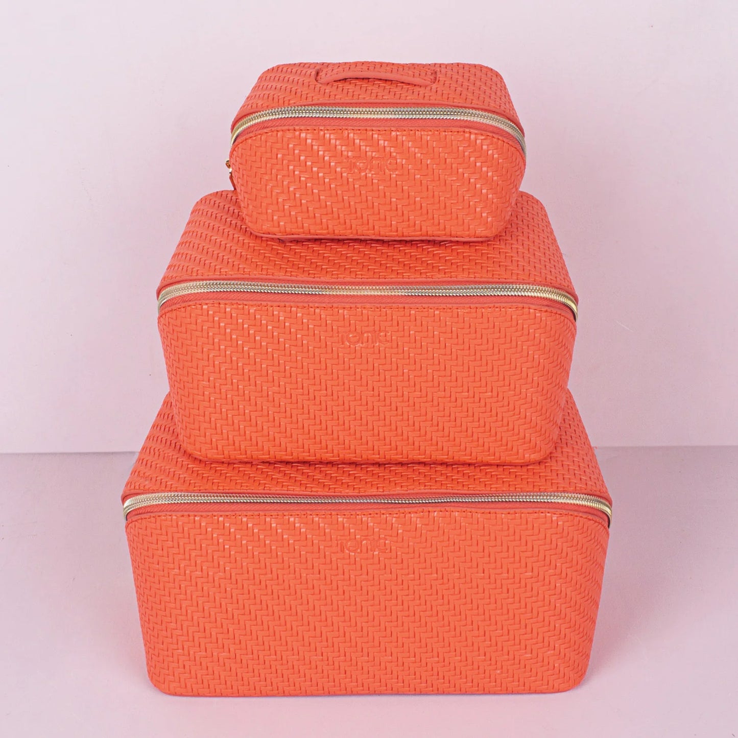 TONIC Herringbone Beauty Bag Large Tangerine