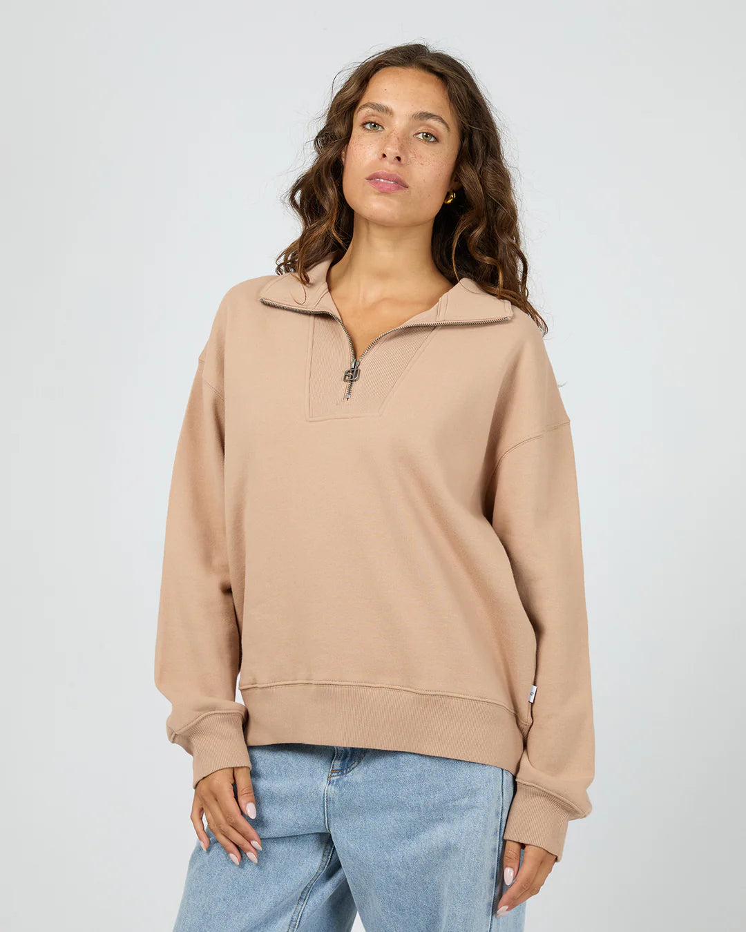 SILENT THEORY Luxe 1/4 Zip Crew - Taupe