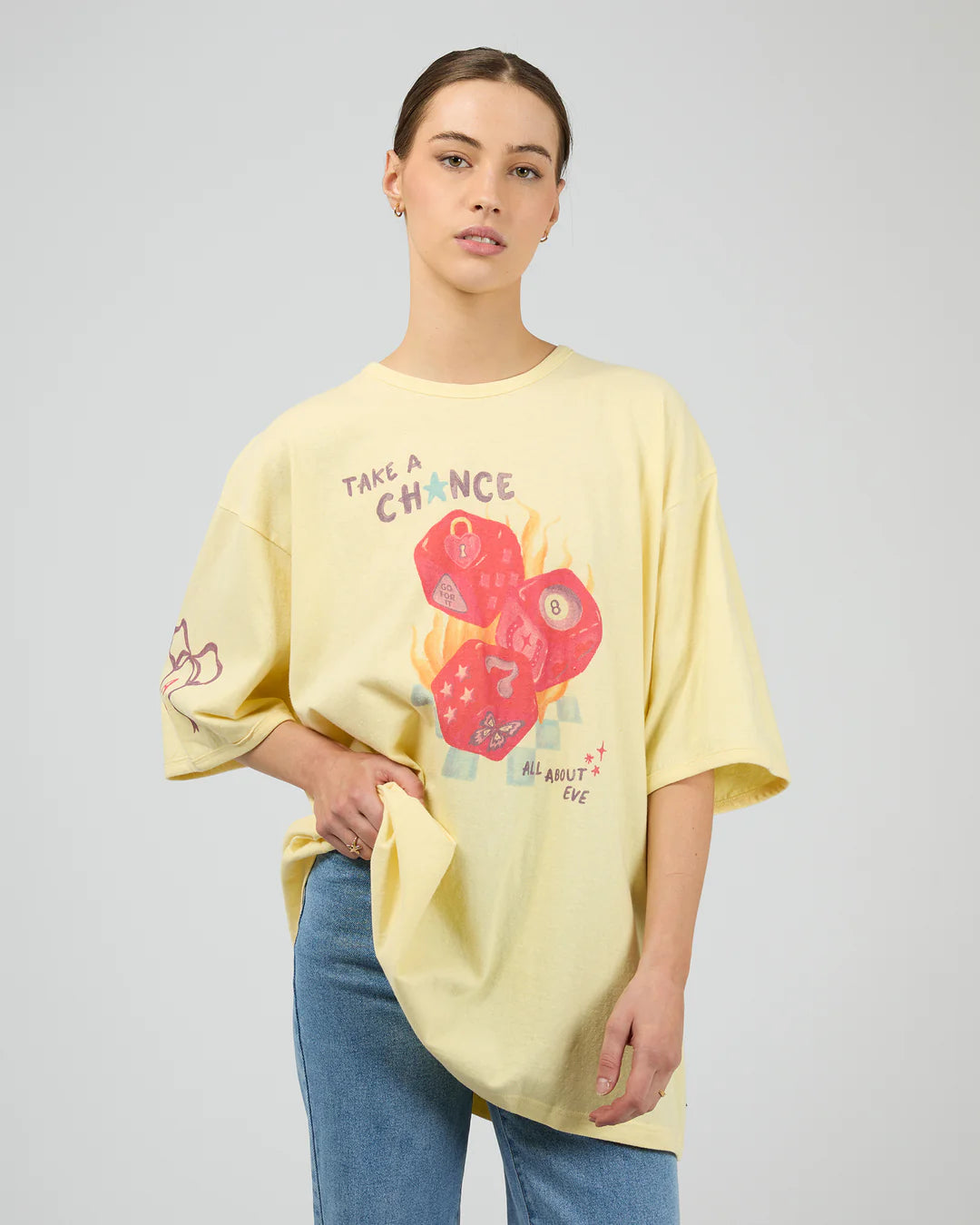 ALL ABOUT EVE Snake Eyes Oversized Tee - Yellow