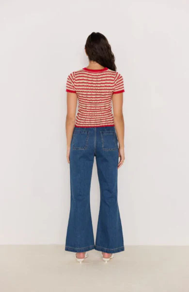 MINKPINK CHLOE STRIPE KNIT TEE - Red/Beige