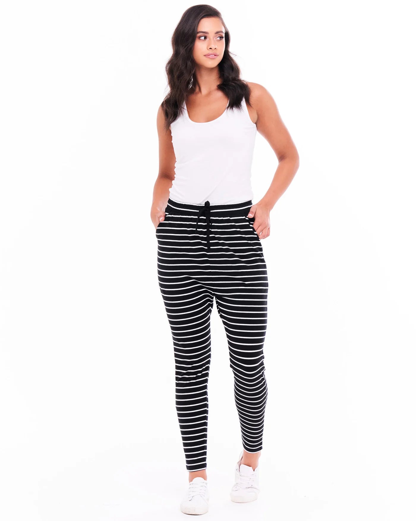 BETTY BASICS Jade Pant - Black/White Stripe