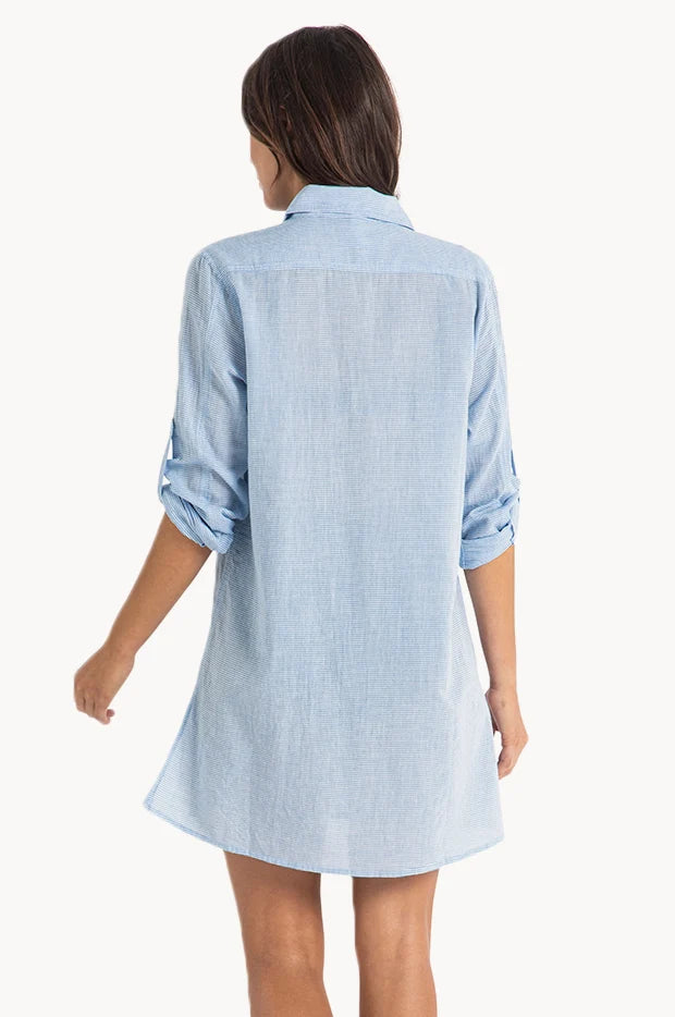 JANTZEN Treasures Stripe Button Through Shirt - Blue