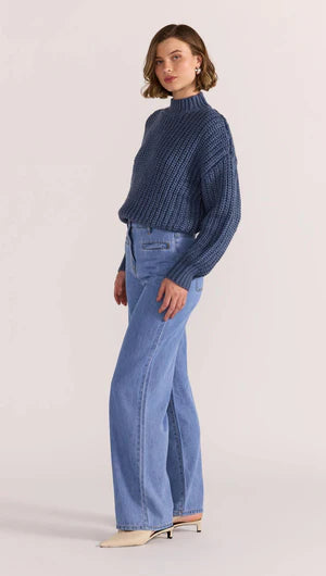 STAPLE THE LABEL Lennon Chunky Knit - Steel Blue