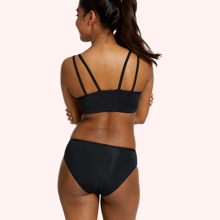 LOVE LUNA Tween/Teen First Period Swim Bikini Brief - Black - Light / Medium flow