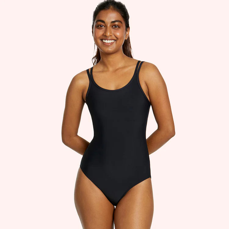 LOVE LUNA Tween/Teen First Period Swimsuit One Piece - Black - Light / Medium flow