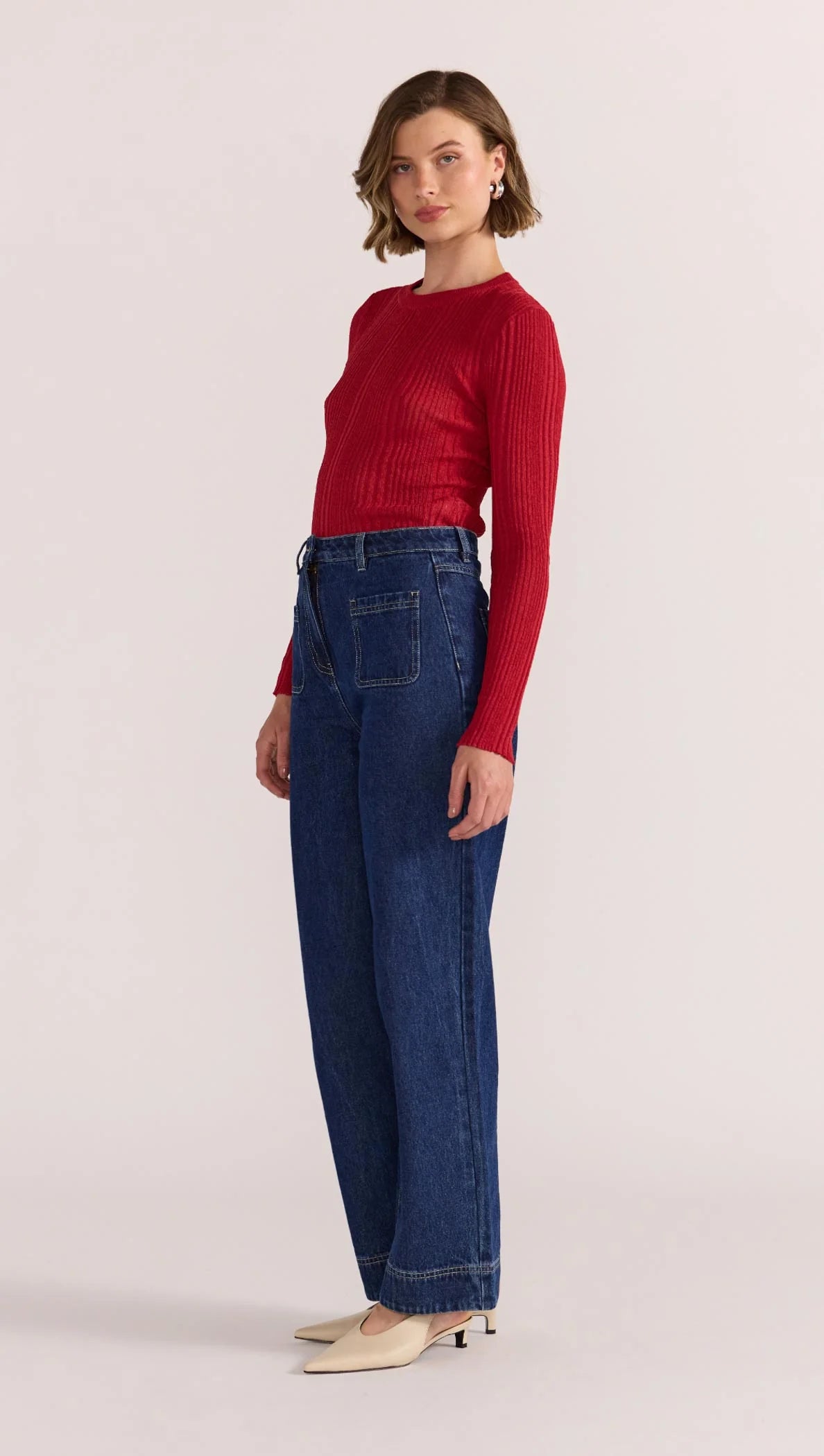STAPLE THE LABEL Luna Ribbed Knit - Red