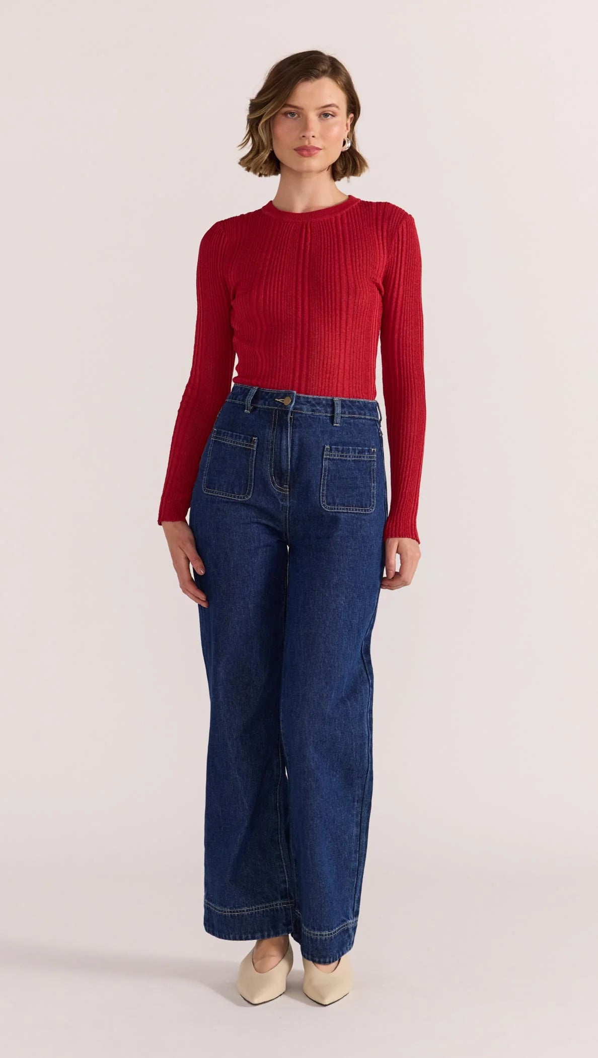STAPLE THE LABEL Luna Ribbed Knit - Red