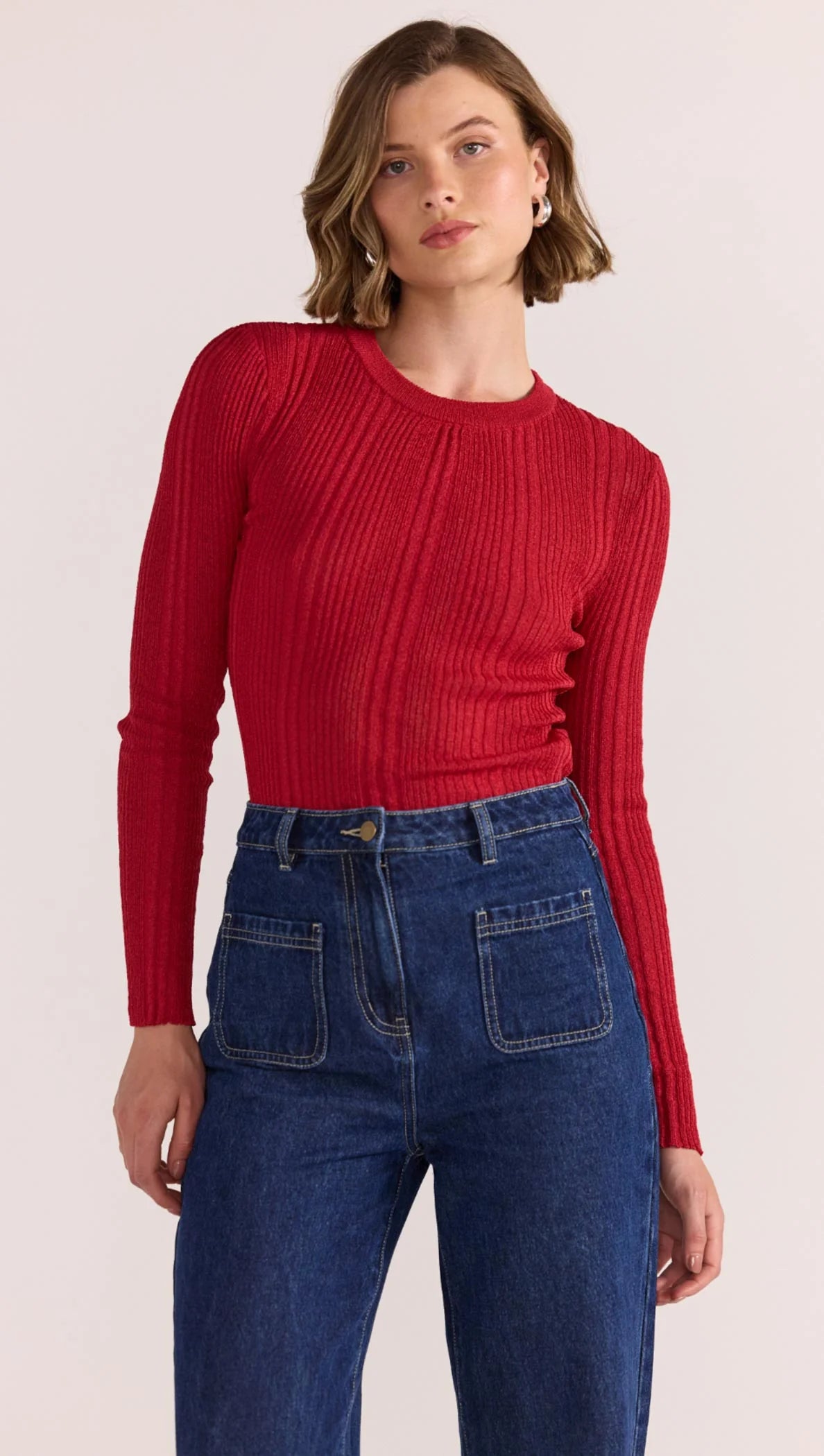 STAPLE THE LABEL Luna Ribbed Knit - Red