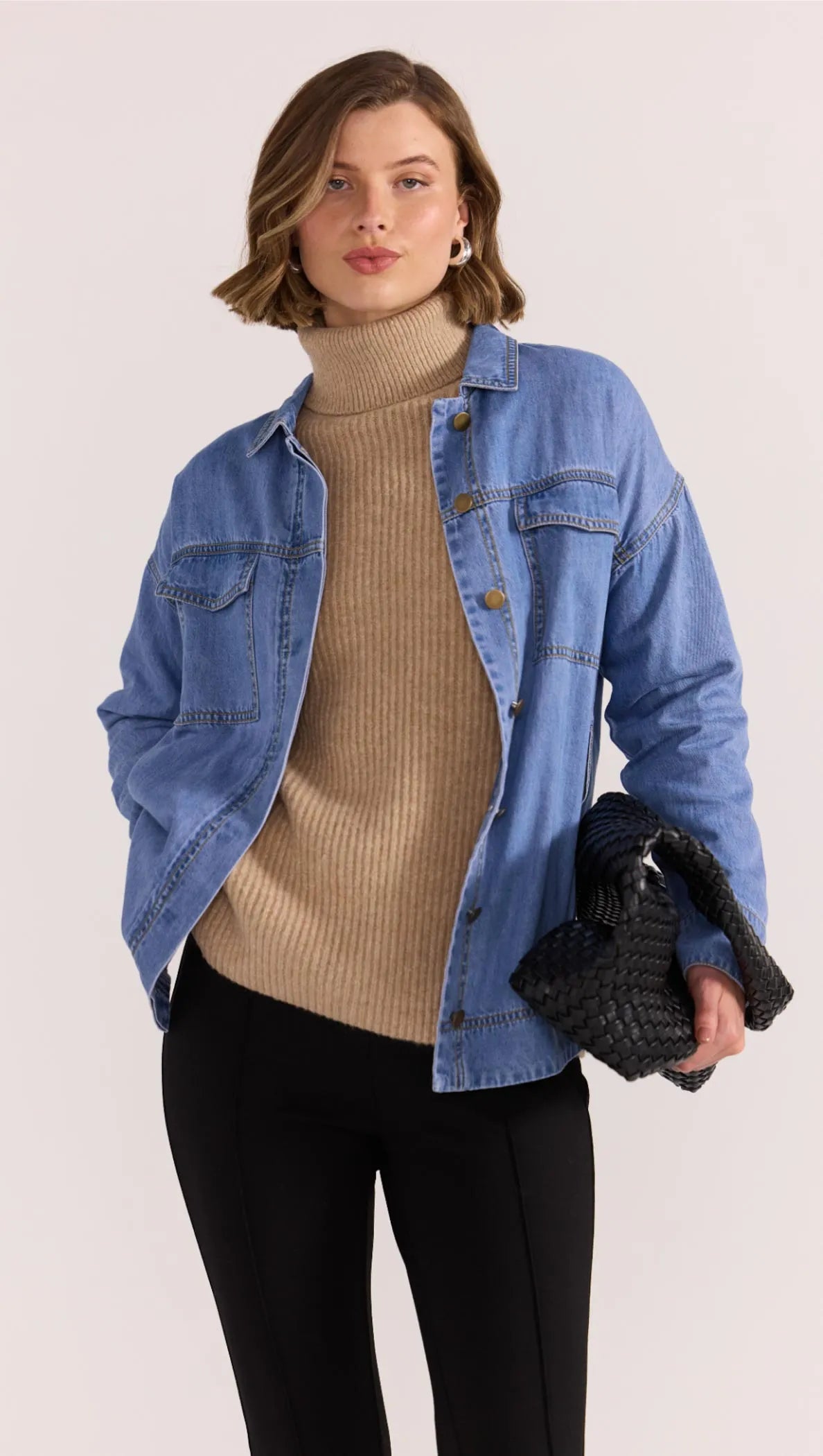 STAPLE THE LABEL Lyla Shacket - Vintage Blue Denim