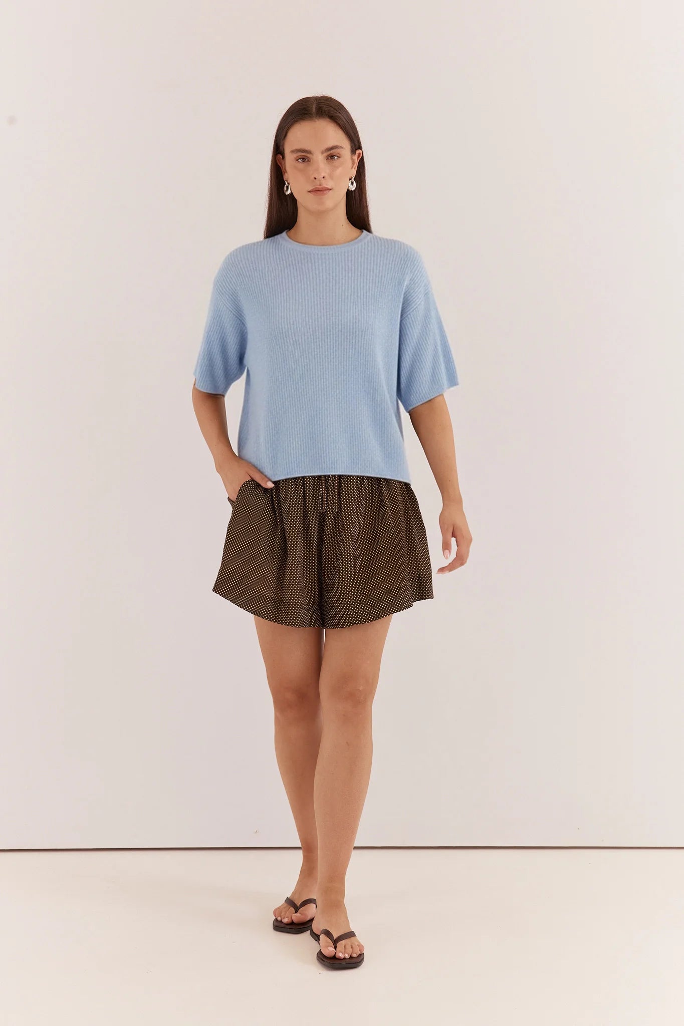 SASS Noni Relaxed Knit Tee - Pale Blue