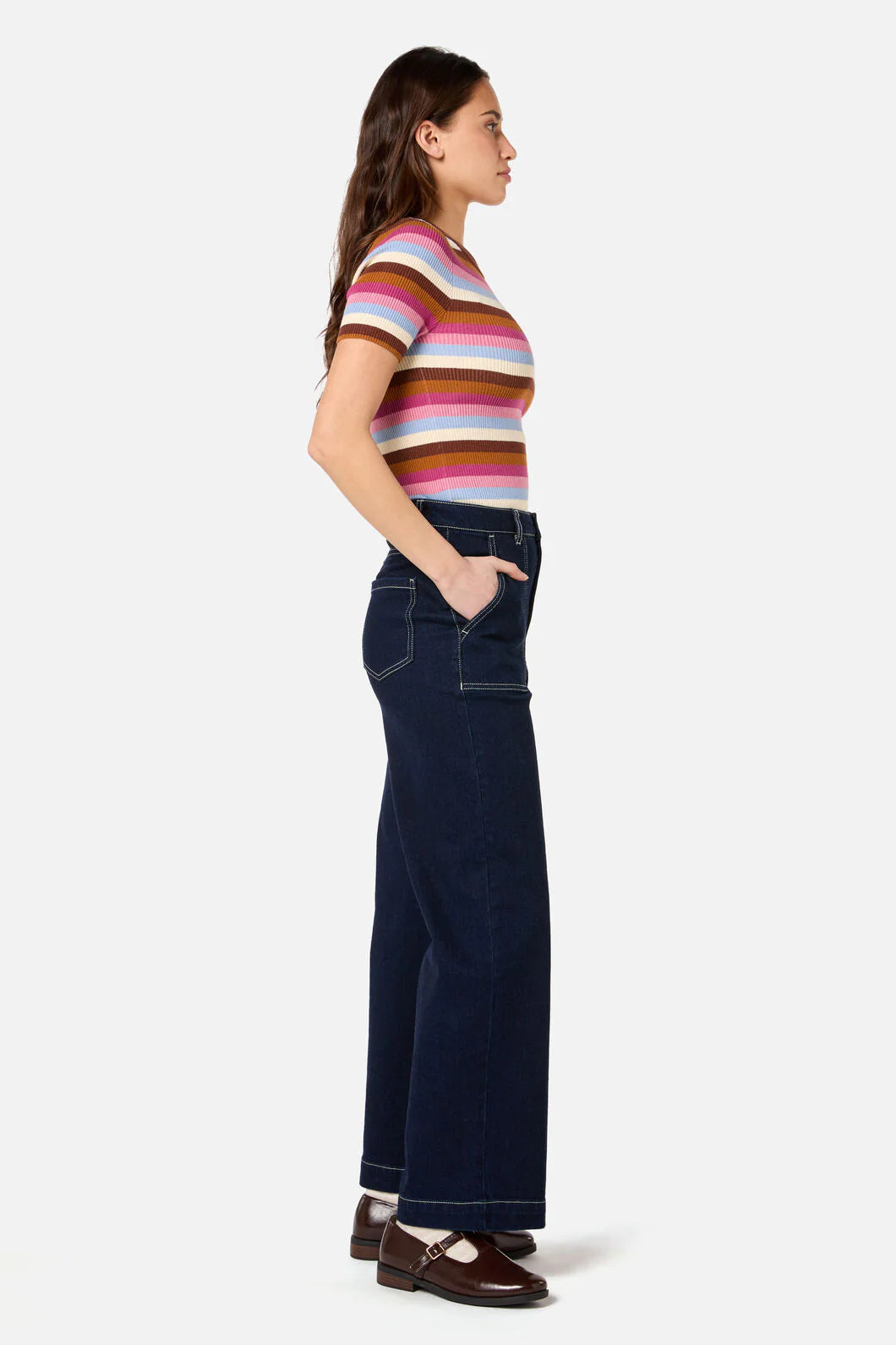PRINCESS HIGHWAY Skye Stripe Rib Knit Top - Pink Multi