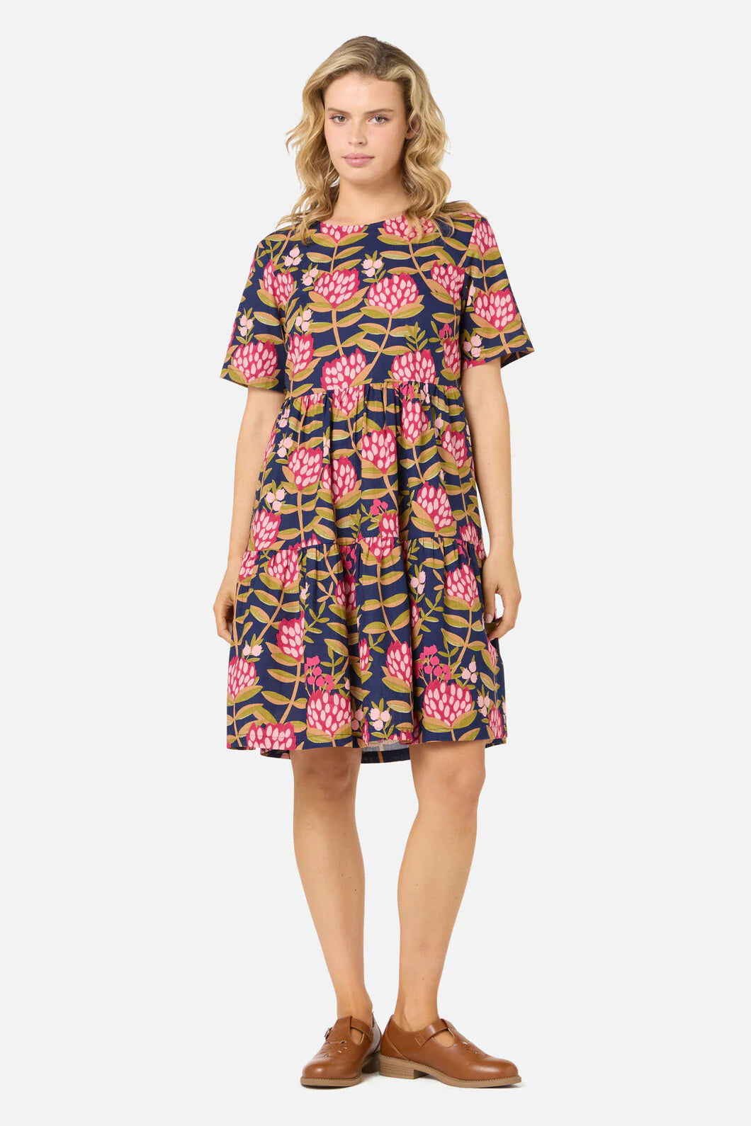 PRINCESS HIGHWAY Protea Flower Smock Dress - Navy