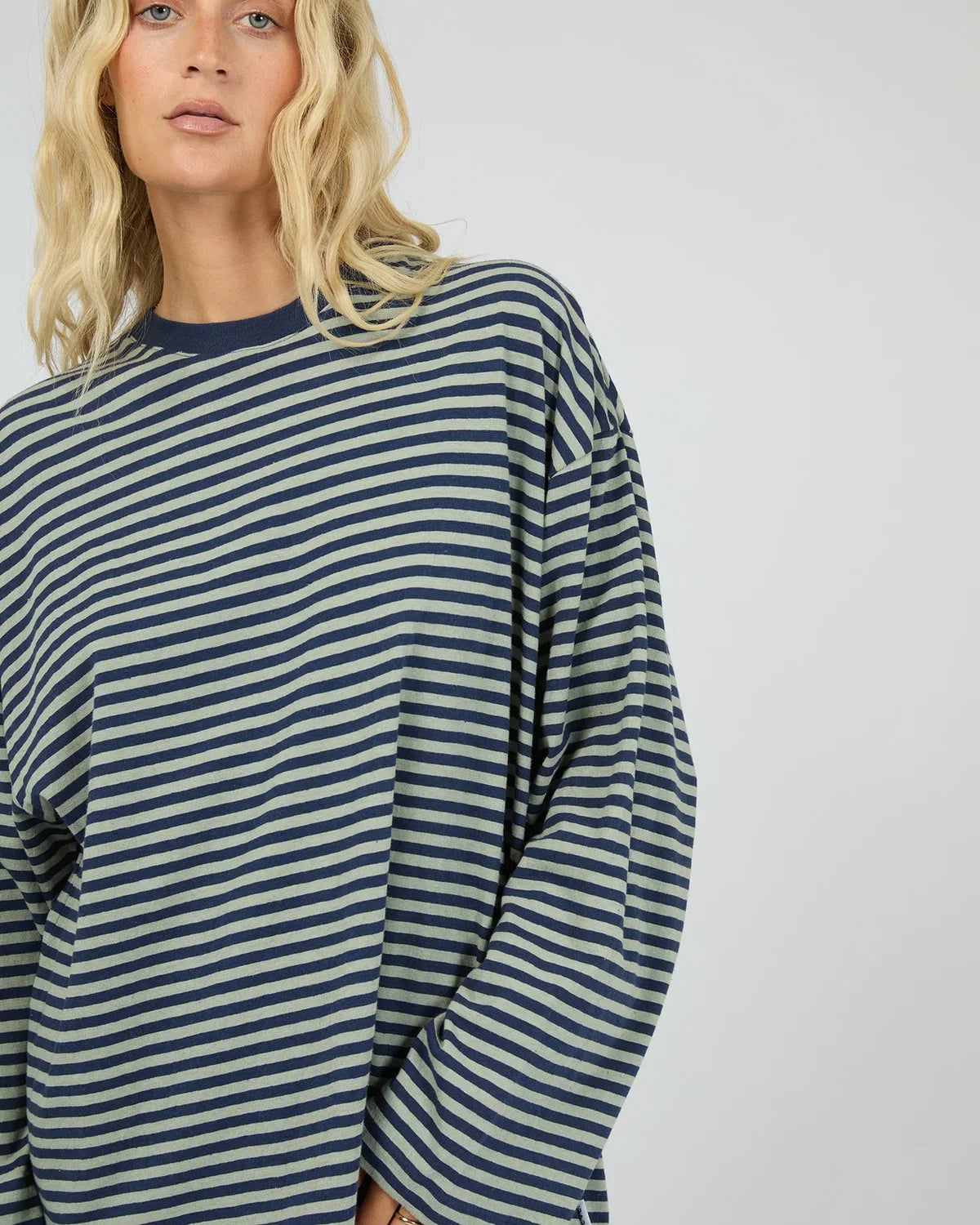 ALL ABOUT EVE Paloma Long Sleeve Stripe Tee - Sage