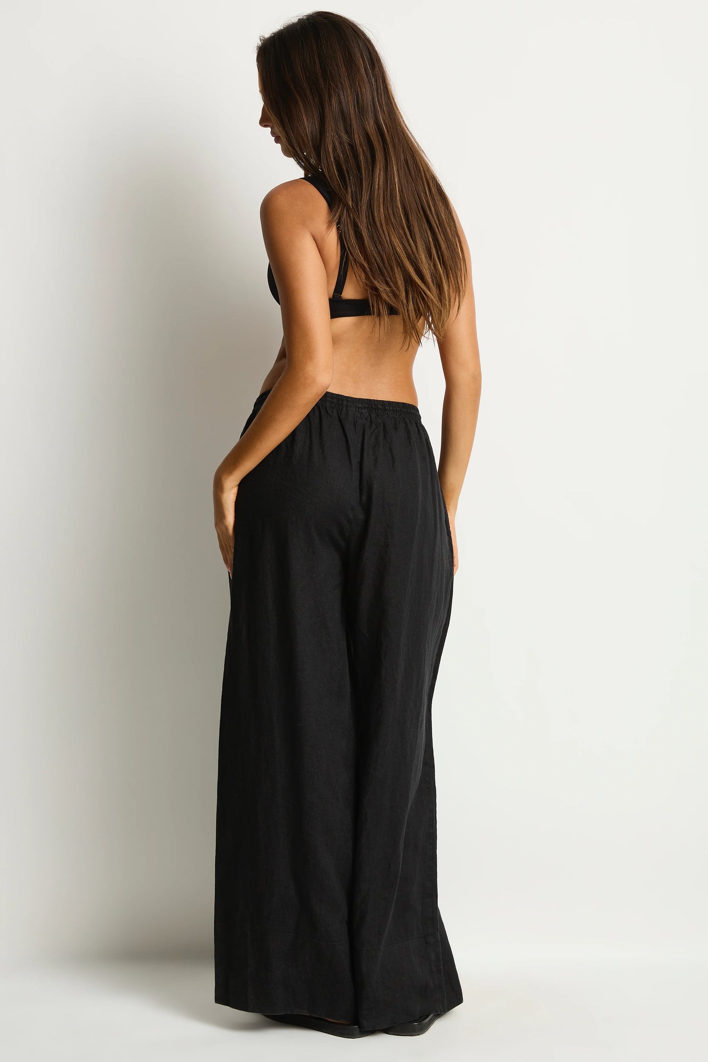SEA LEVEL Shore Linen Palzzo Pant - Black