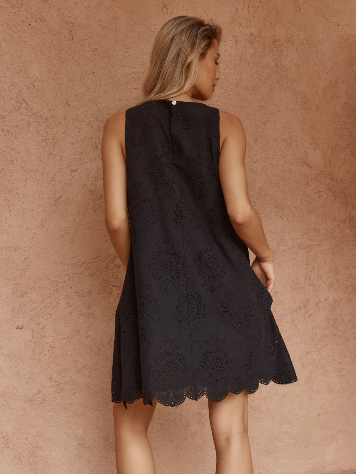 SASS Mavis Broderie Shift Dress - Black