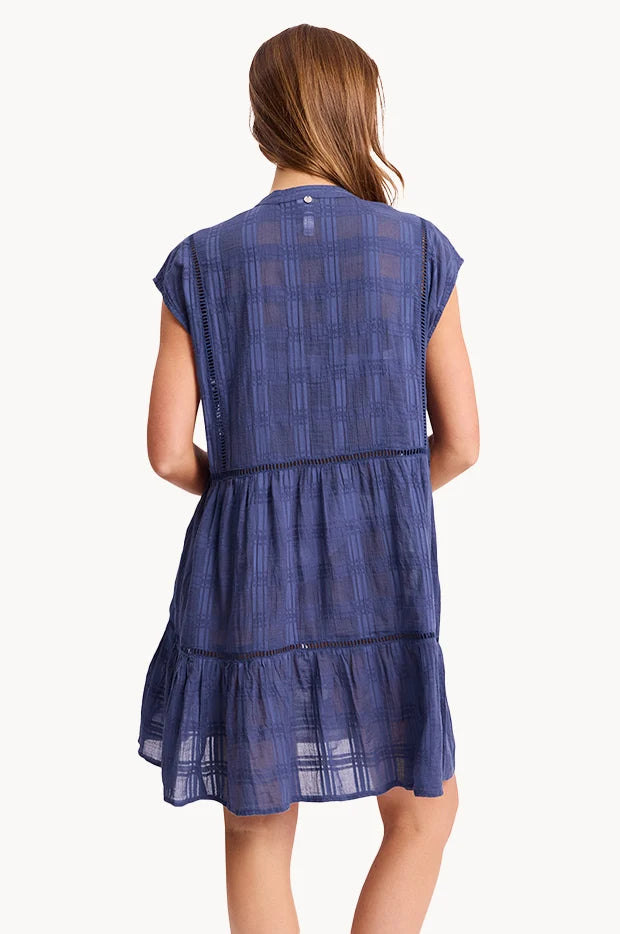 SUNSEEKER Picnic Cap Sleeve Shift Dress - Midnight