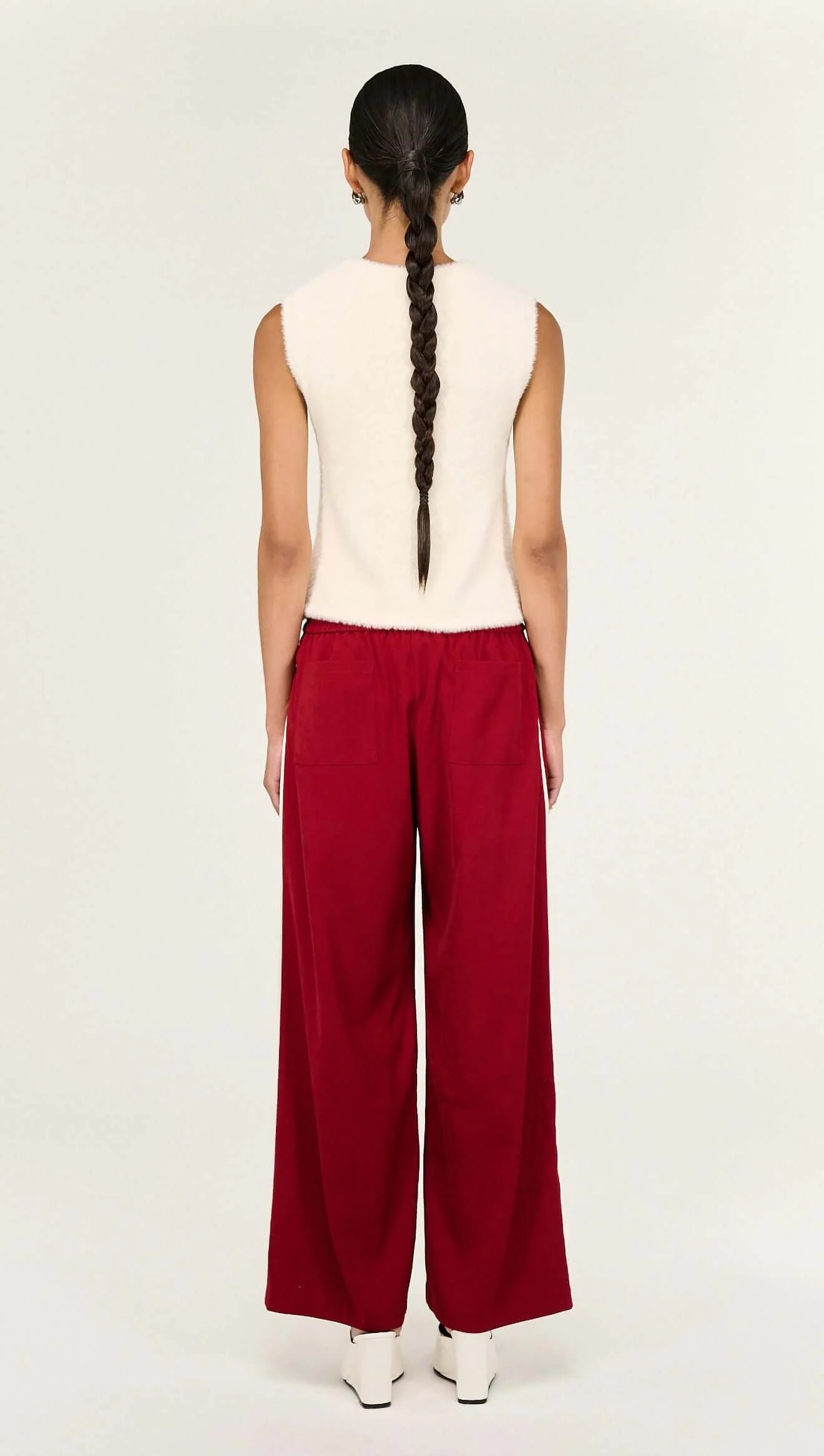 STAPLE THE LABEL Echo Mid Rise Relaxed Pant - Dark Red