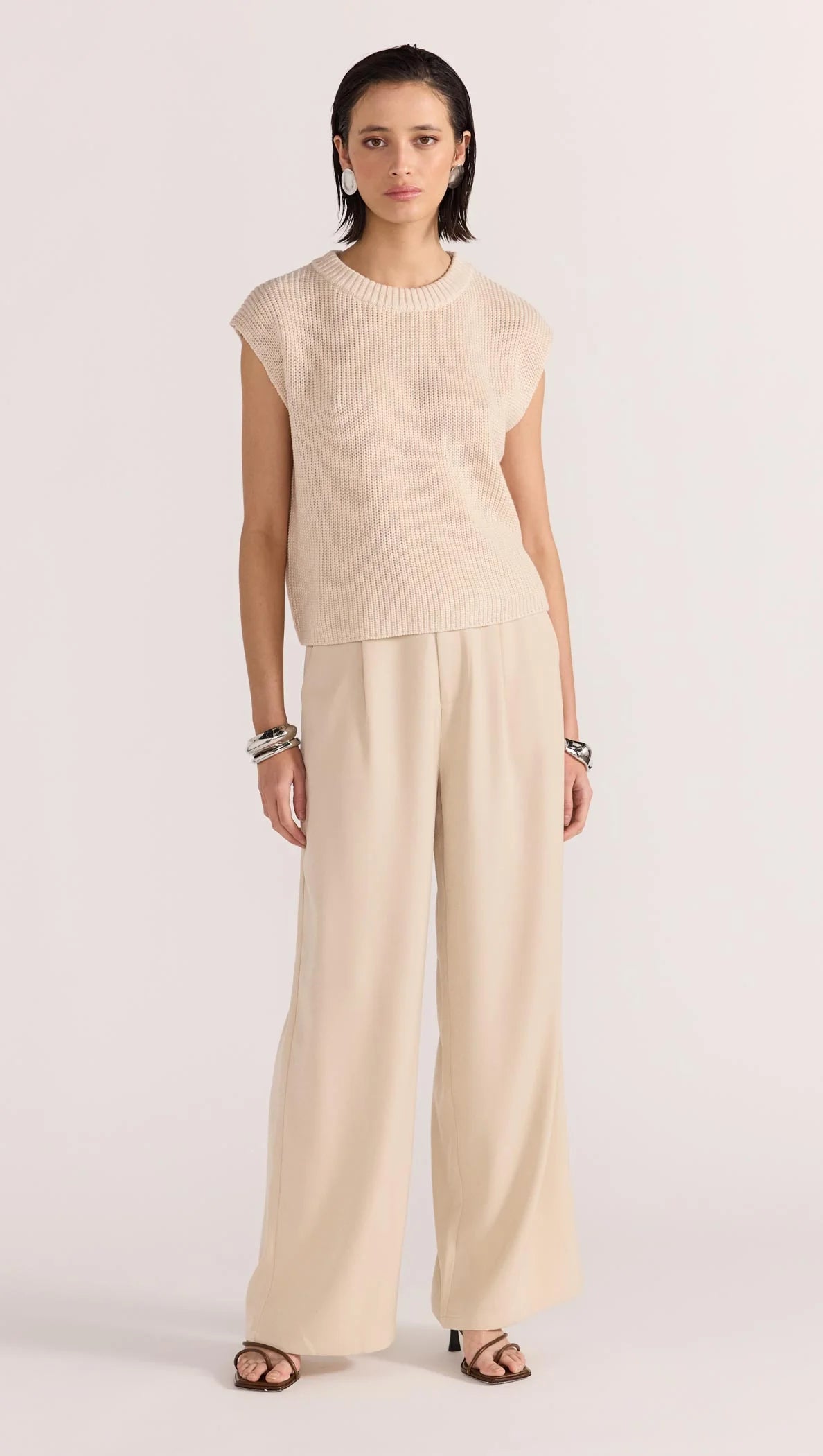 STAPLE THE LABEL Hayden Wide Leg Pants - Beige