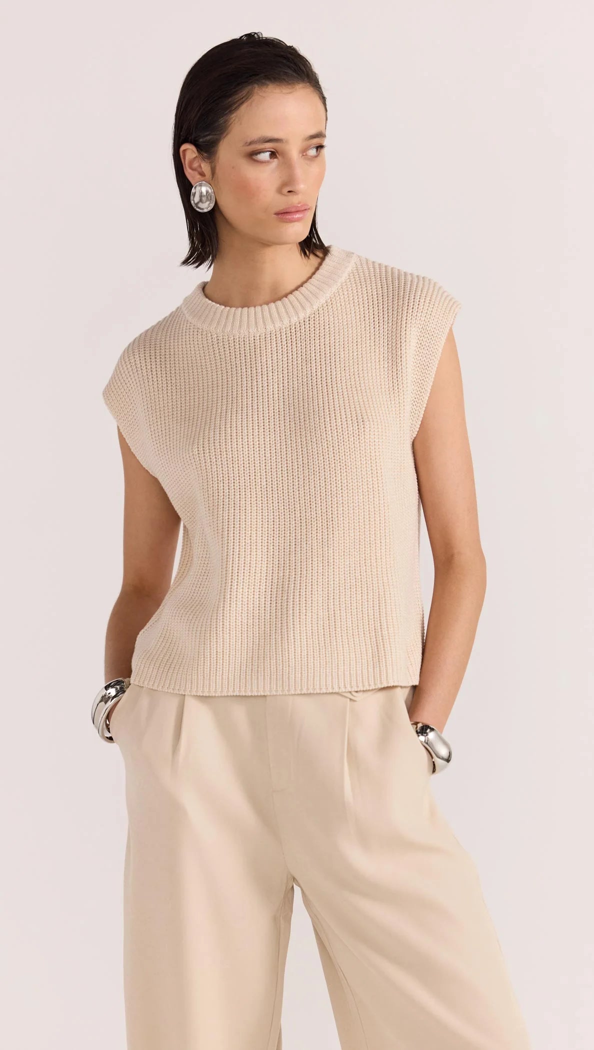 STAPLE THE LABEL Petra Knit Top - Natural