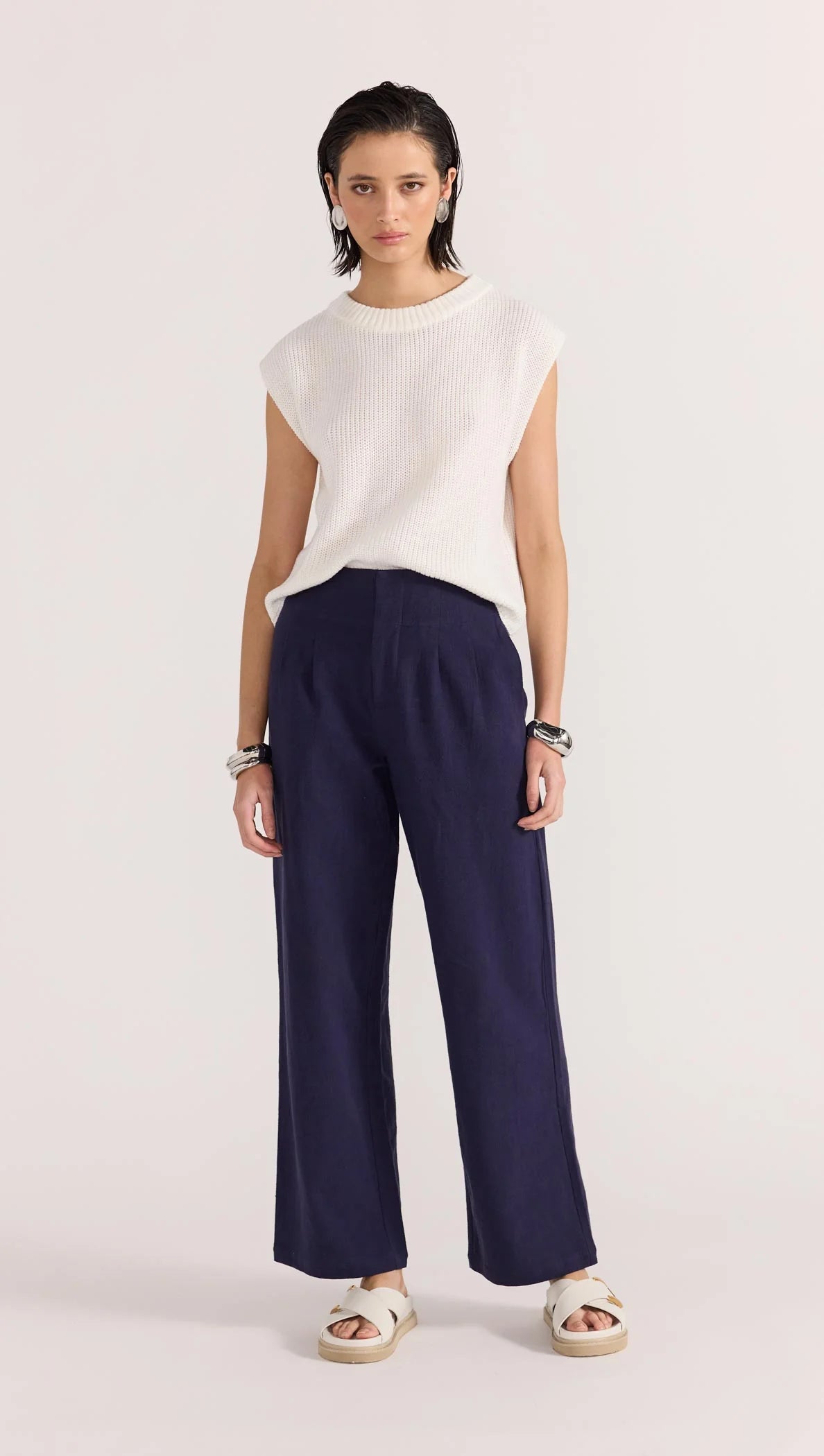STAPLE THE LABEL Mira Wide Leg Pant - Navy