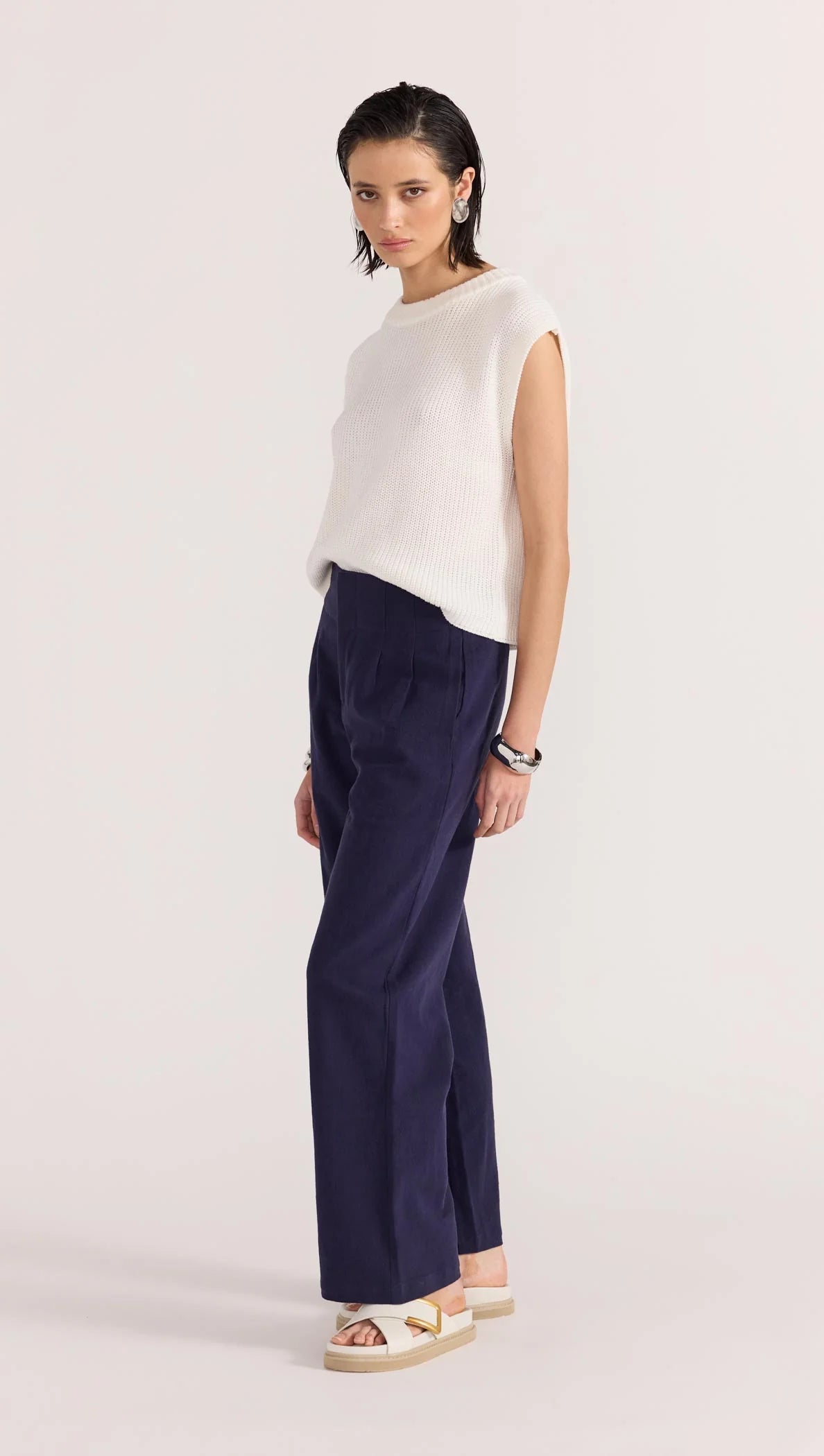 STAPLE THE LABEL Mira Wide Leg Pant - Navy