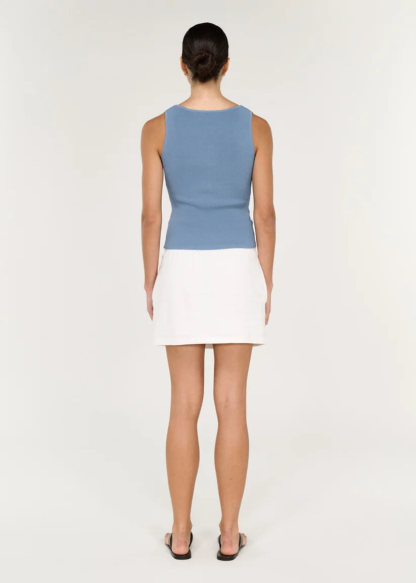 STAPLE THE LABEL Elva V Neck Knit Top - Steel Blue