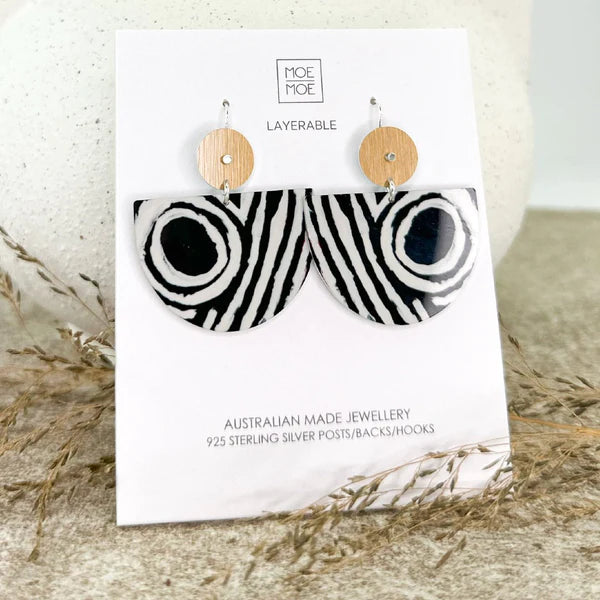 MOE MOE DESIGN MURDIE MORRIS WILD DOG LARGE BELL CIRCLE DROP EARRINGS