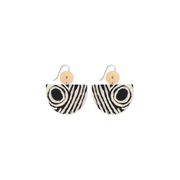 MOE MOE DESIGN MURDIE MORRIS WILD DOG LARGE BELL CIRCLE DROP EARRINGS