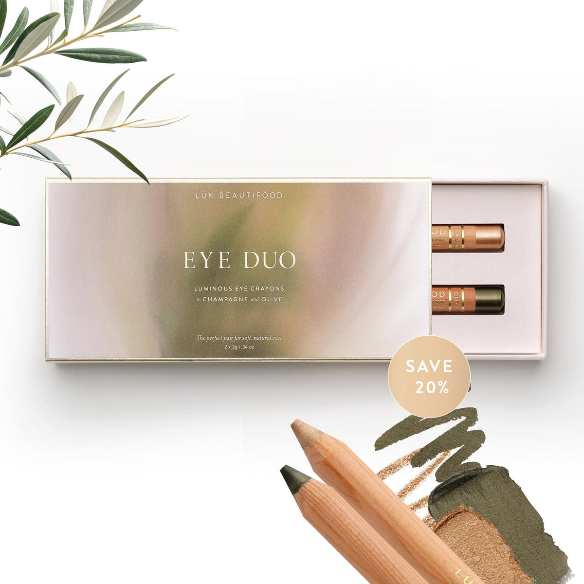 LUK BEAUTIFOOD Luminous Eye Duo Gift Set - Champagne & Olive