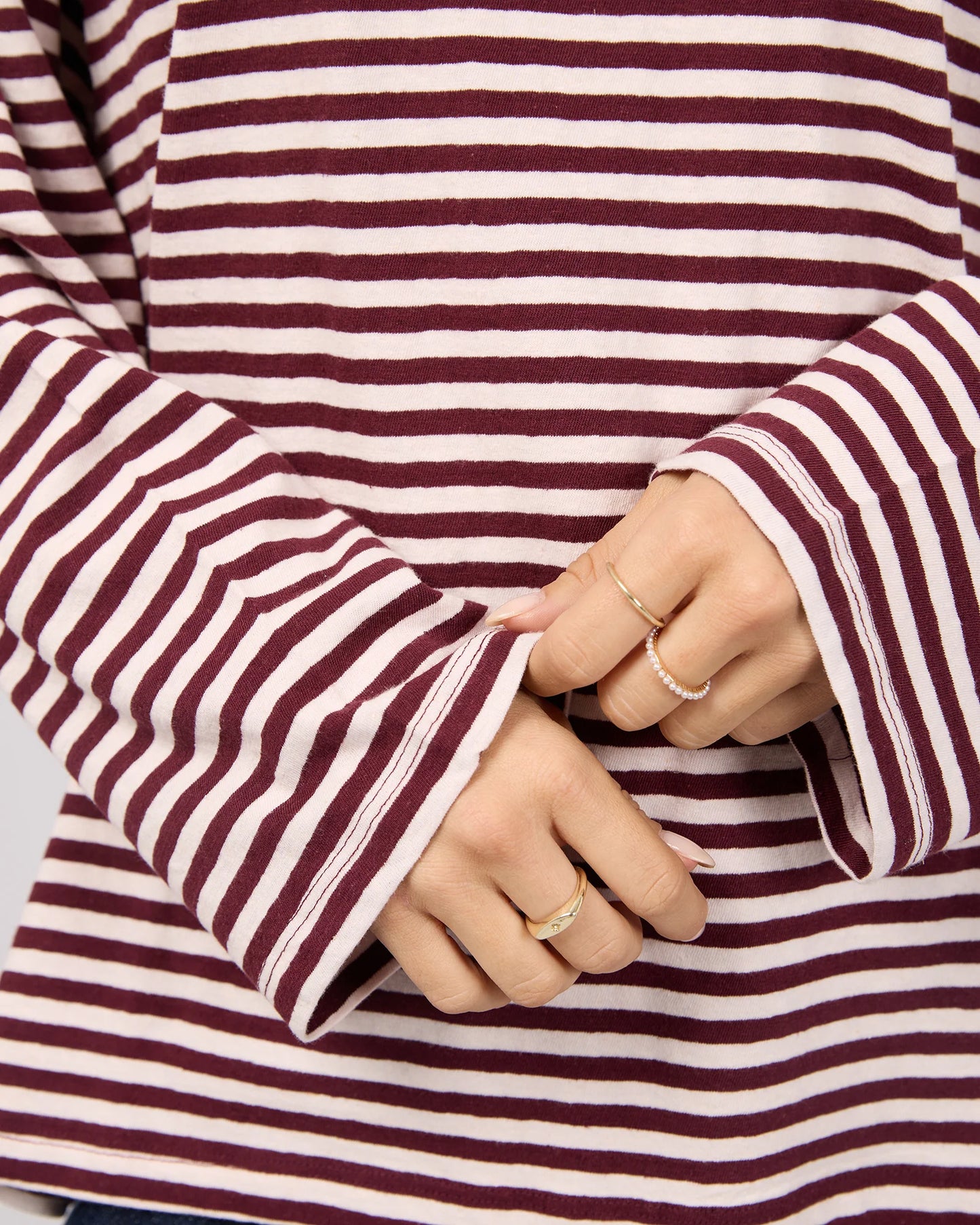 ALL ABOUT EVE Paloma Long Sleeve Stripe Tee - Port