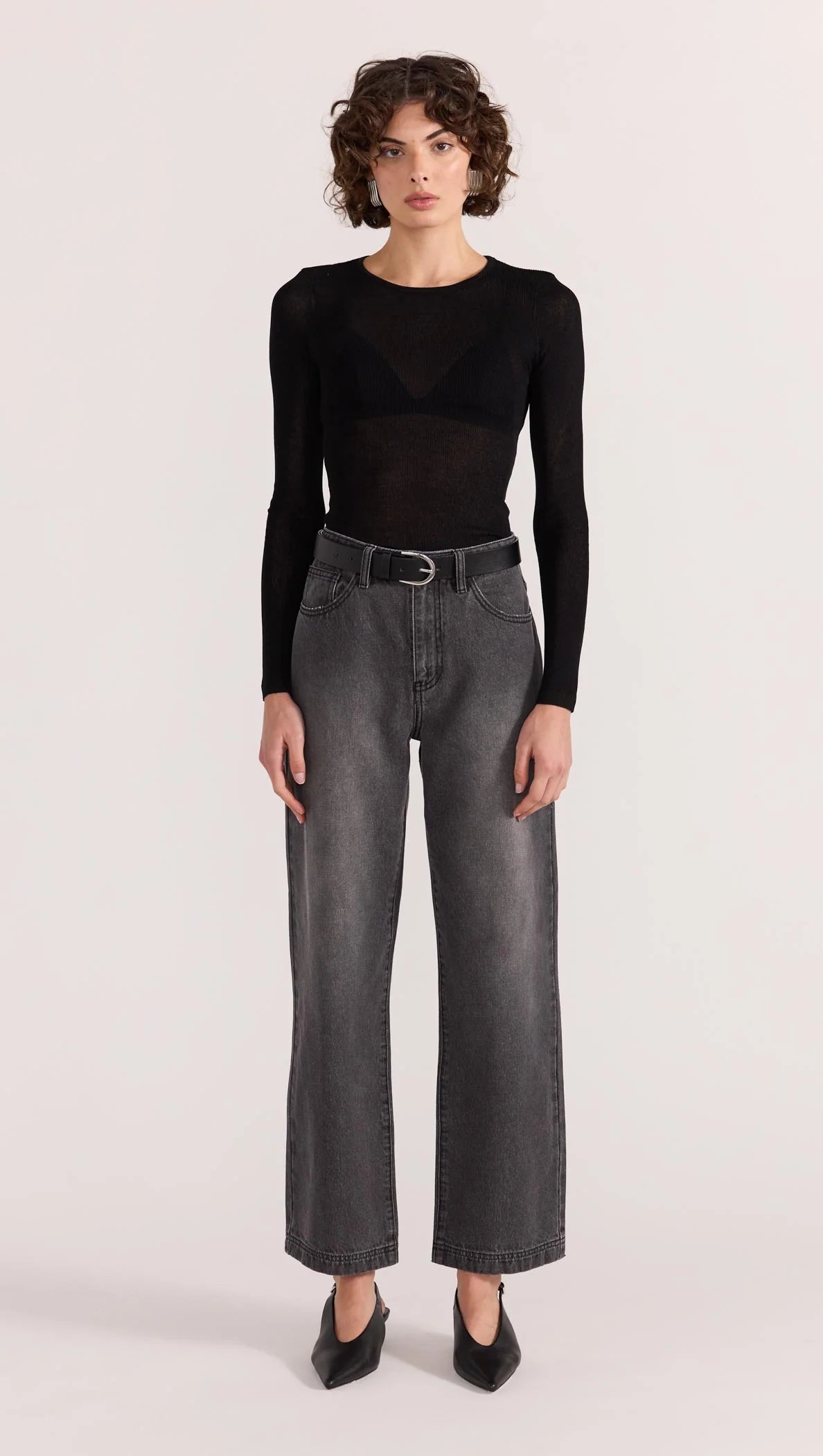 STAPLE THE LABEL Sutton Crop Jeans - Dark Grey