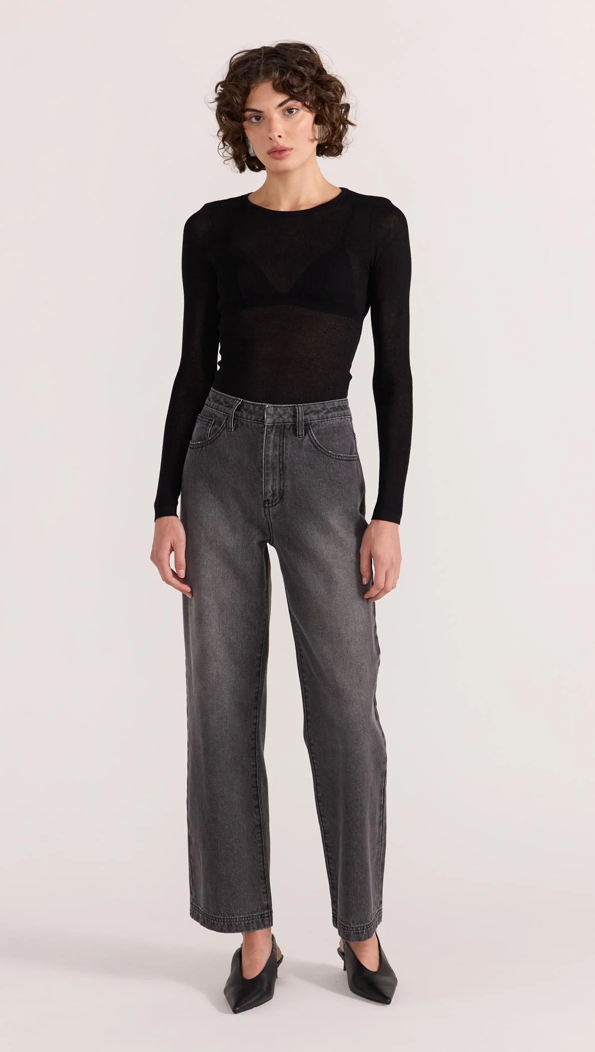 STAPLE THE LABEL Sutton Crop Jeans - Dark Grey