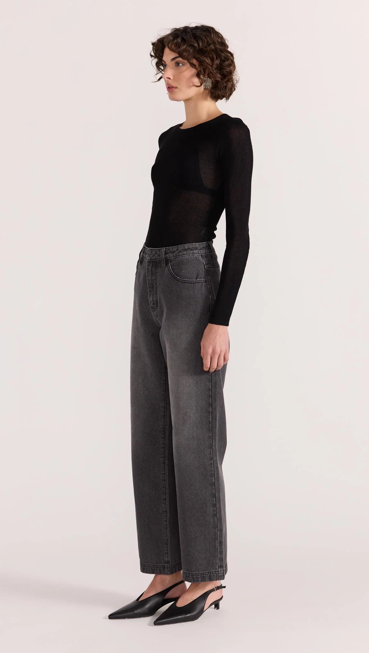 STAPLE THE LABEL Sutton Crop Jeans - Dark Grey