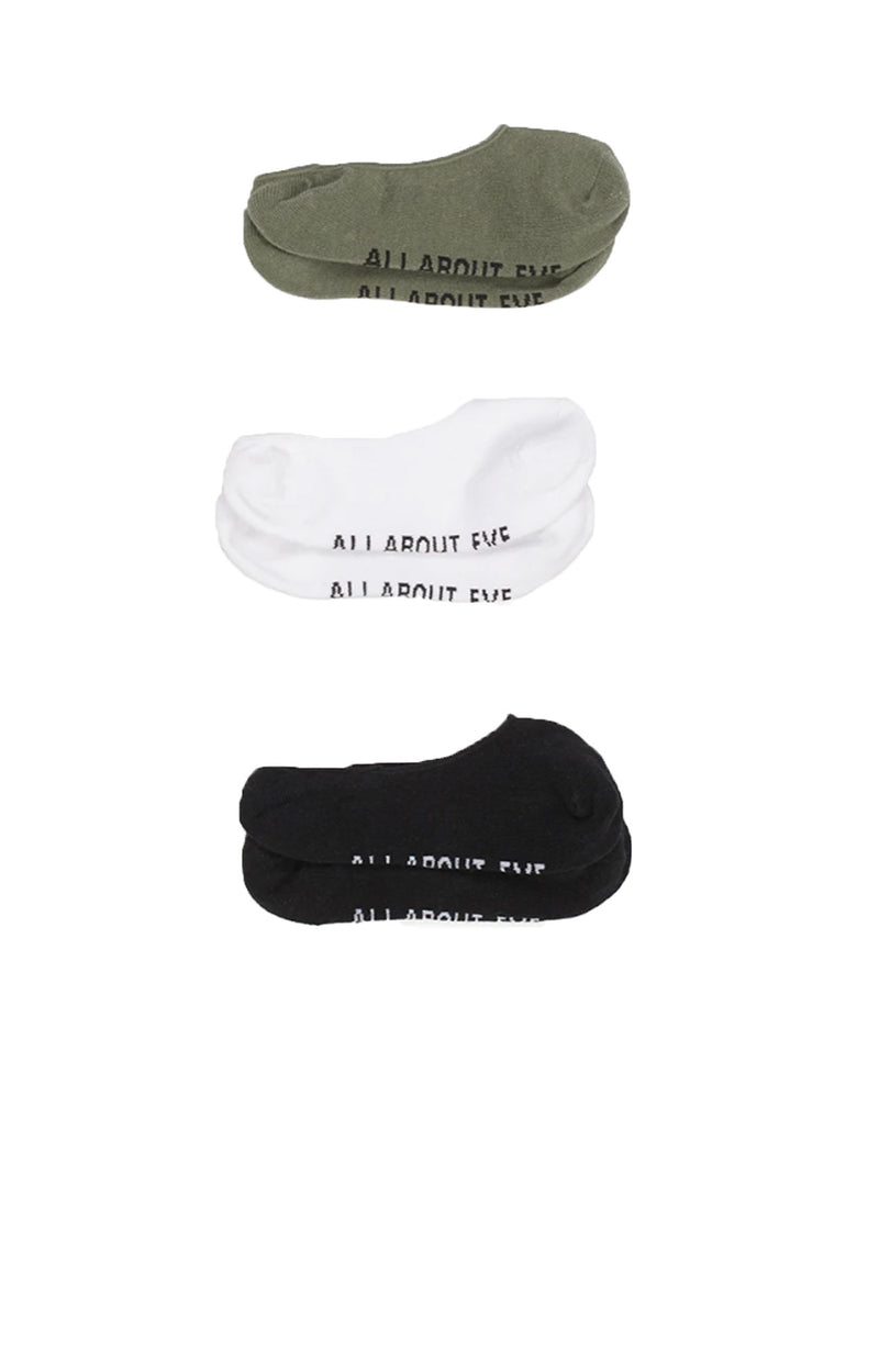 3 PACK SOCKETTES - TRI COLOUR