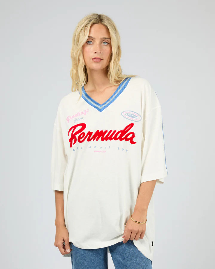 AAE Bermuda Oversized V Neck Tee - Vintage White
