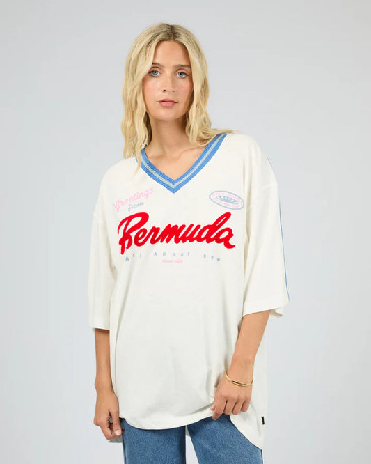 AAE Bermuda Oversized V Neck Tee - Vintage White