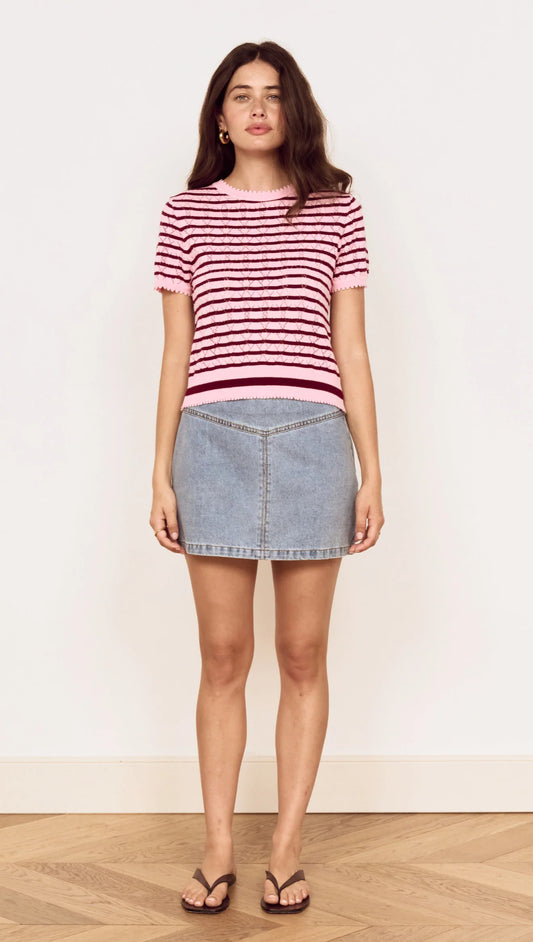 MINKPINK Calla Knit Tee - Rose/Pink Stripe