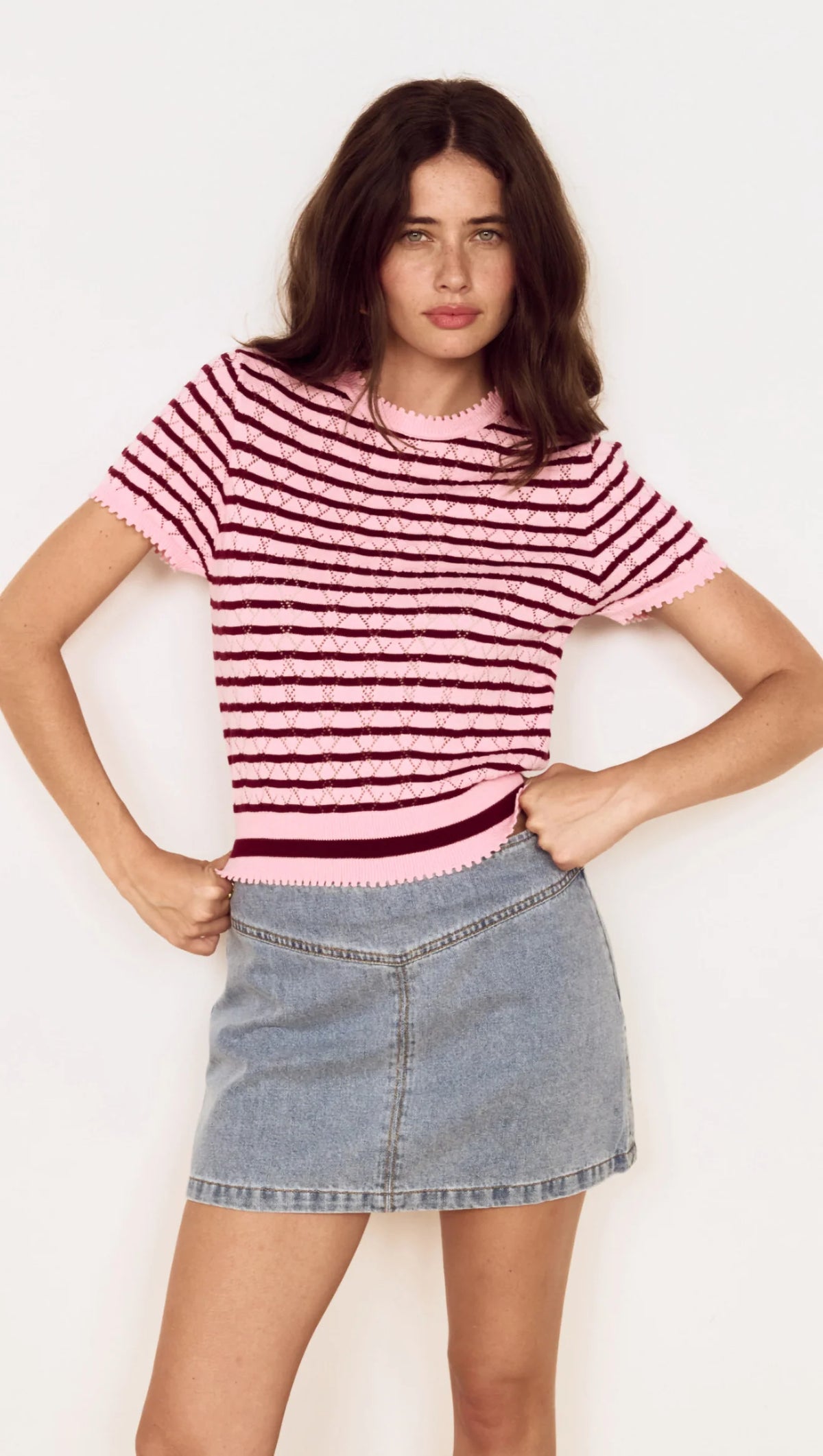 MINKPINK Calla Knit Tee - Rose/Pink Stripe