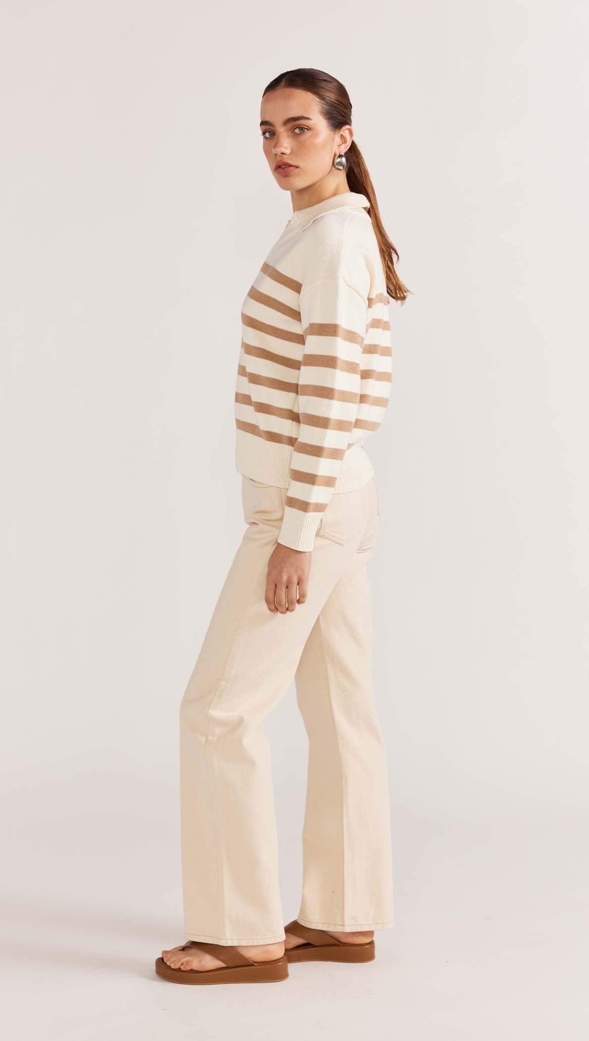 STAPLE THE LABEL Kennedy Polo Jumper - white/natural