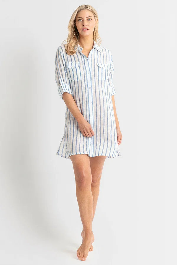 JANTZEN Echo Button Through Shirt - White