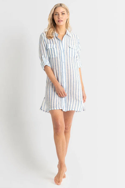 JANTZEN Echo Button Through Shirt - White