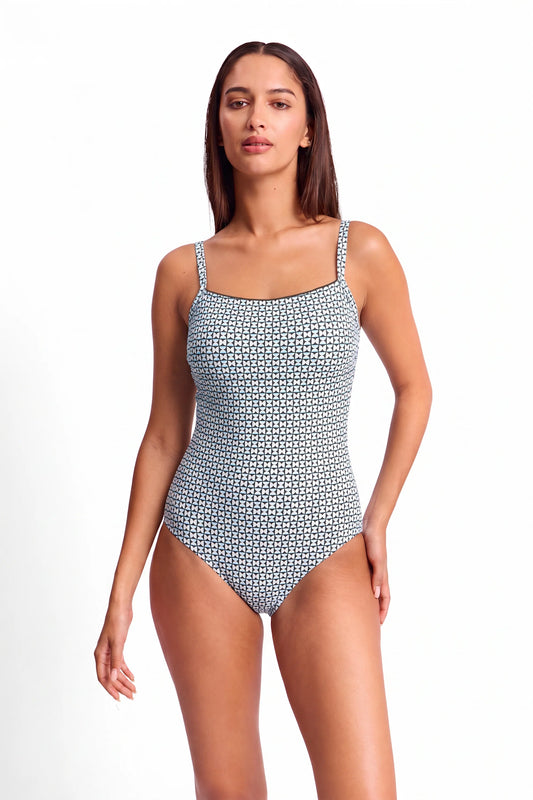 SUNSEEKER Geomath Light Square Neck One Piece - Blue